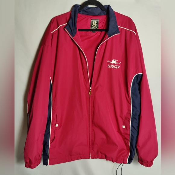 Bombardier Learjet Windbreaker Flight Jacket, Red/Navy Insets, Size XL - Picture 1 of 9